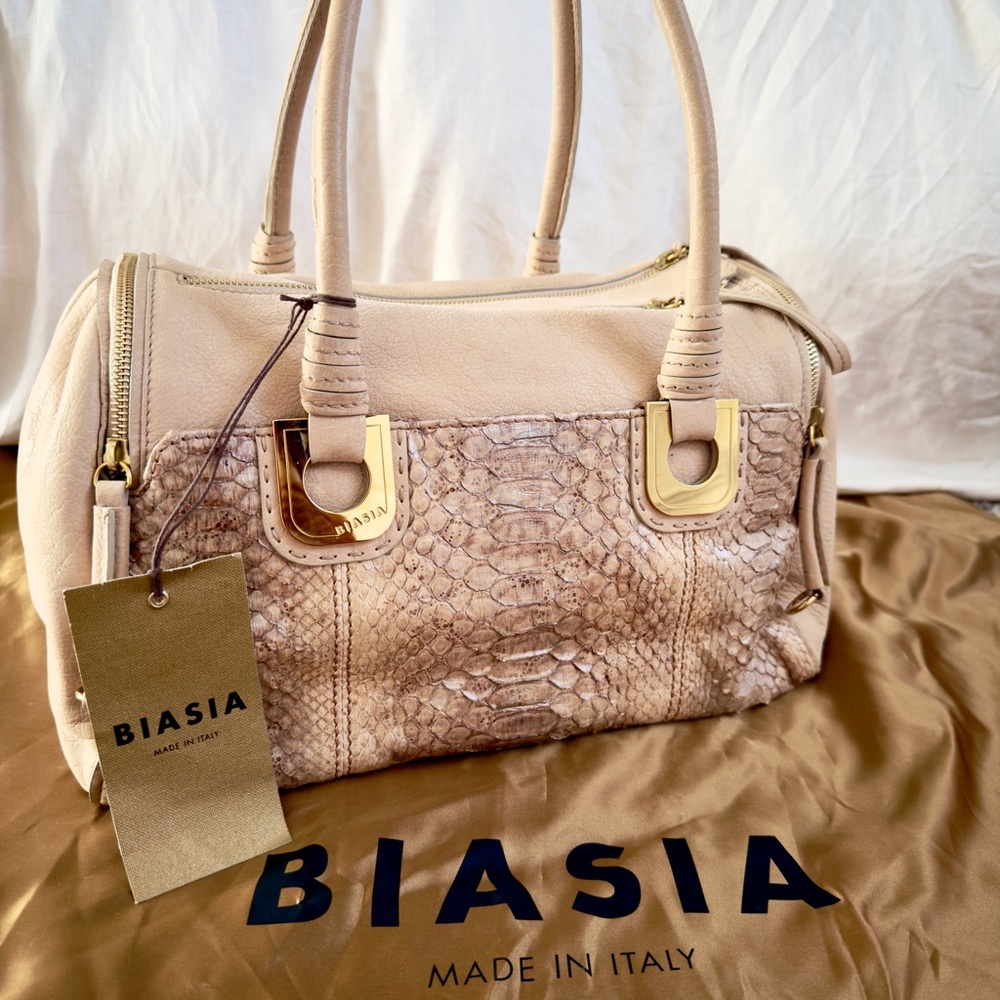 RARE Biasia Python leather handbag - image 1